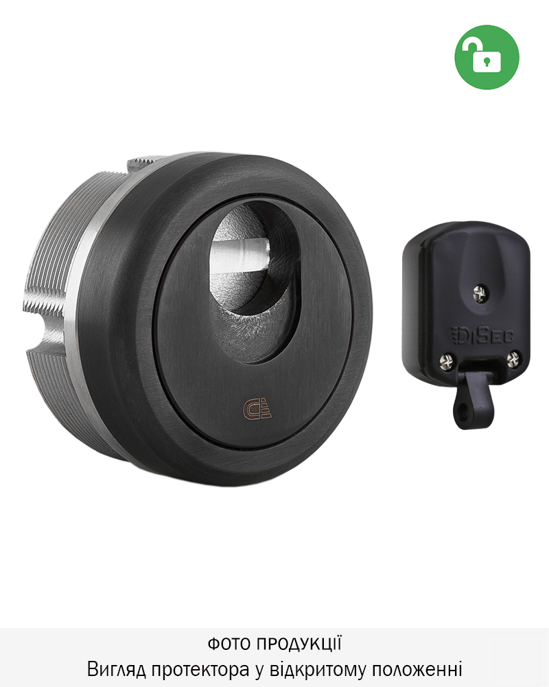 Фото Протектор DISEC MAGNETIC_3G   3G2 DIN   25мм   Хром_чорний_матовий 3клас T8 5KEY KM0P3G Зовнішній, без щитка в інтернет-магазині lock.ua