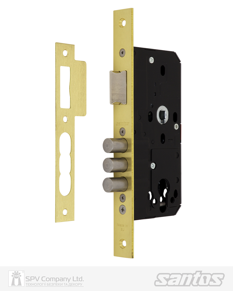 Фото Замок врізний SANTOS 1-WAY DIN 985 PB   UNIV BS45мм 85мм               SP   в інтернет-магазині lock.ua