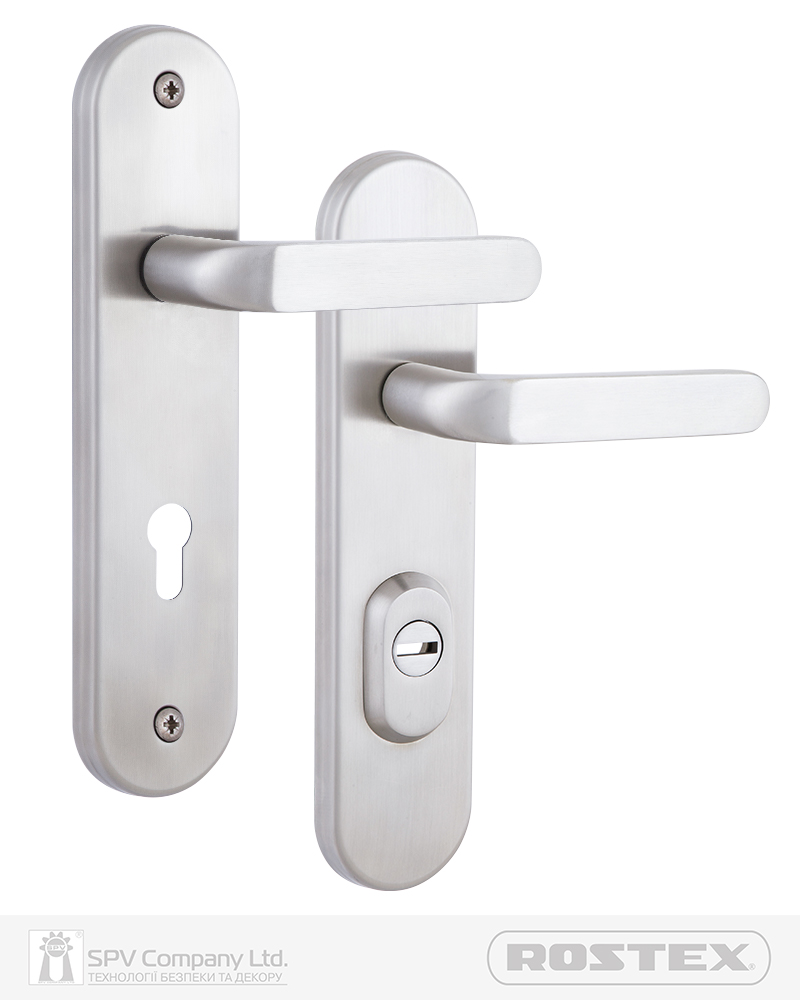 Фото Фурнітура захисна ROSTEX *SOLID-PRO+ F mov-mov DIN PLATE 85мм Нерж.сталь_мат 13мм 56-70мм 4клас Solid NEREZ_MAT Комплект в інтернет-магазині lock.ua