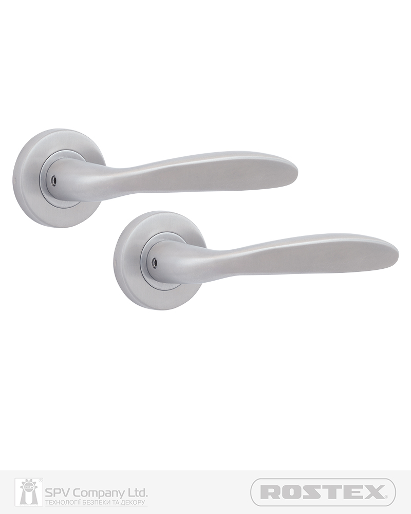 Фото Ручка дверна ROSTEX NAPOLI ES52 mov-mov   ROUND   Нерж.сталь_мат 38-55мм універсальне   NEREZ_MAT Комплект в інтернет-магазині lock.ua