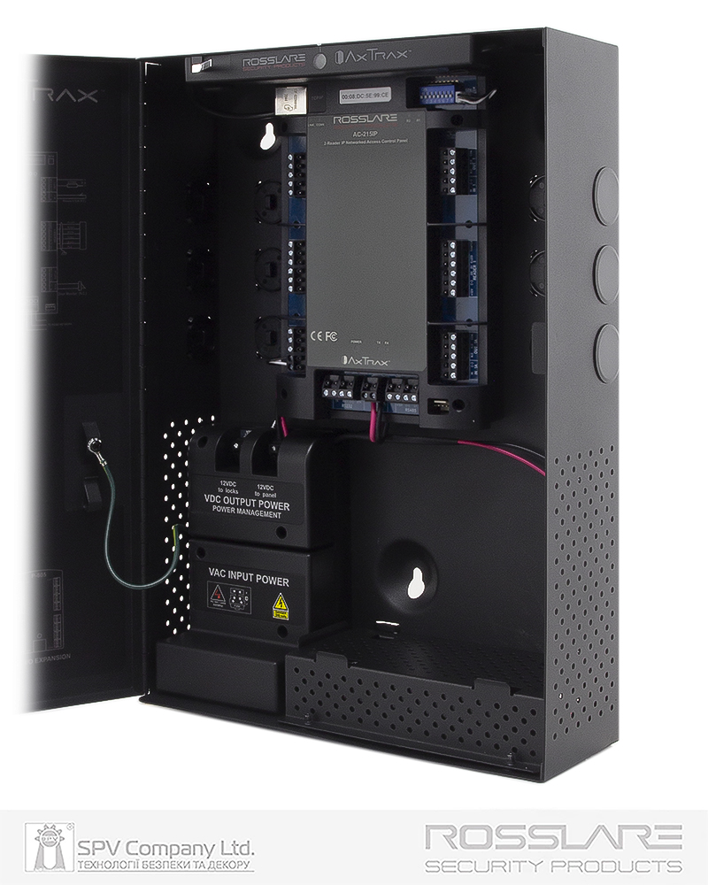 Фото Електронний контролер  ROSSLARE AC-215IP-BE мережевий  внутрішній     в корпусі ME-1015, з блоком живлення 4А, з IP-модулем в інтернет-магазині lock.ua