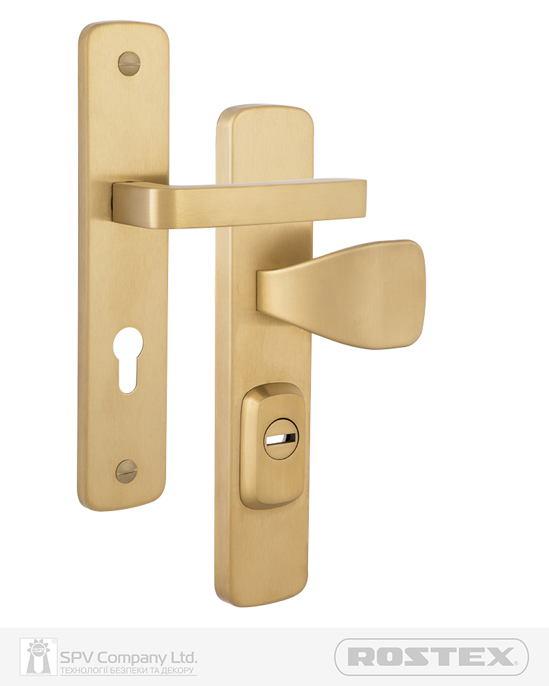 Фото Фурнітура захисна ROSTEX *ASTRA R fix-mov DIN PLATE 85мм Нерж.сталь_мат_титан_PVD 22мм 38-55мм 3клас Hranate/Astra NEREZ_MAT_TI Комплект в інтернет-магазині lock.ua