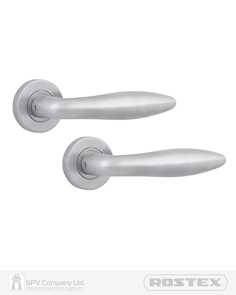Фото Ручка дверна ROSTEX BOLZANO ES53 mov-mov   ROUND   Нерж.сталь_мат 38-52мм наскрізь   NEREZ_MAT Комплект в інтернет-магазині lock.ua