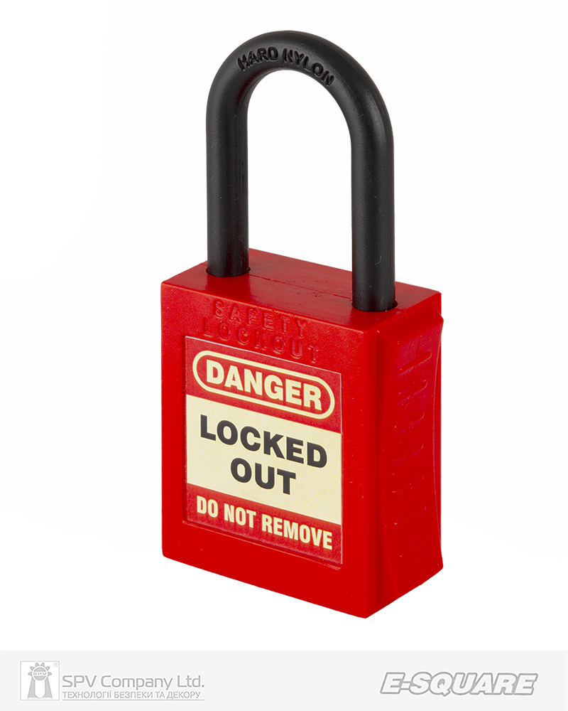 Фото Замок висячий E-SQUARE     діелектричний (червоний, набір 6 замків, під один ключ) в інтернет-магазині lock.ua