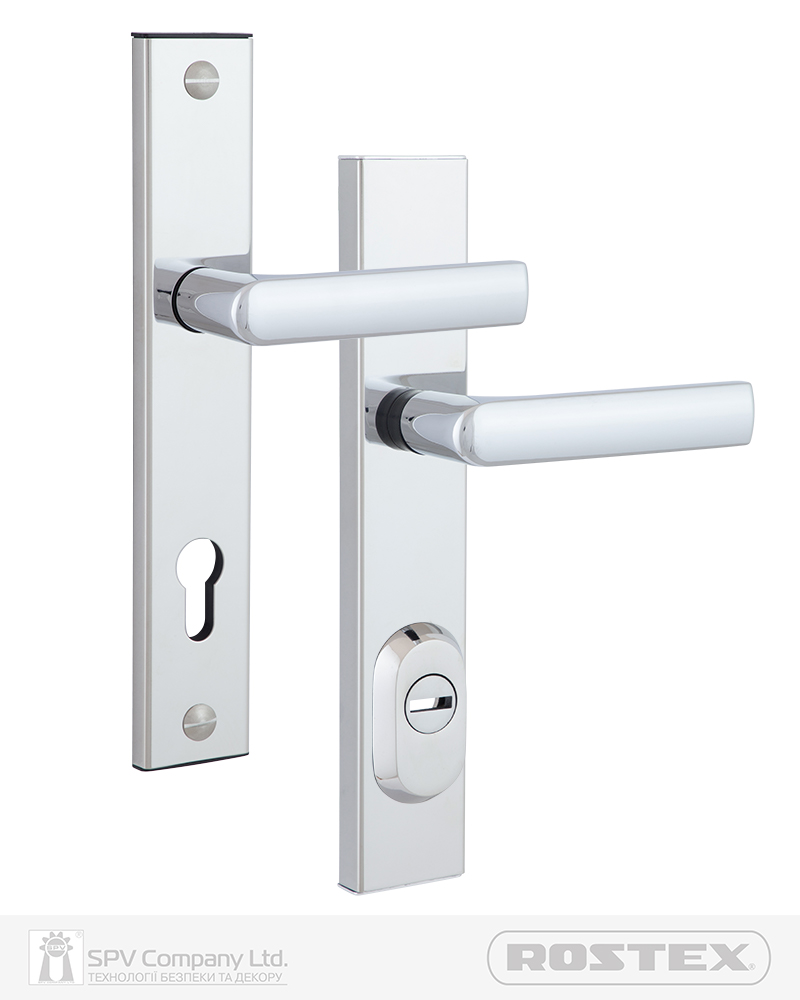 Фото Фурнітура захисна ROSTEX R1/R4 R mov-mov DIN PLATE 85мм Хром_полірований 22мм 38-55мм 3клас 804 CR Комплект в інтернет-магазині lock.ua