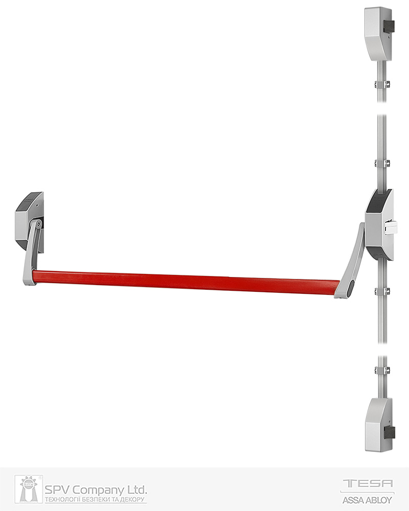 Фото Замок TESA для евакуаційного виходу накладний GLOBAL3L 3 Locking     GR 900мм 8x8мм G: silver (RAL9006)/ R: red (RAL 3000) в інтернет-магазині lock.ua