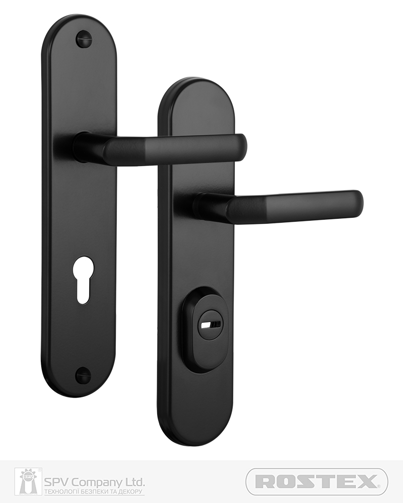 Фото Фурнітура захисна ROSTEX UNIVERSAL_PLUS R mov-mov DIN PLATE 85мм Фарба_чорна   38-55мм 3клас   BLACK_MAT   в інтернет-магазині lock.ua