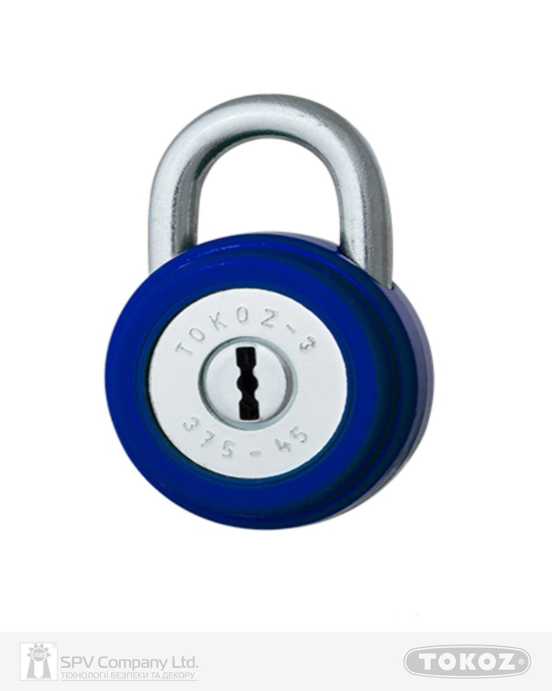 Фото Замок висячий TOKOZ 375/45       3KEY TK1_M NR_shackle 15мм 7мм PB синій в інтернет-магазині lock.ua