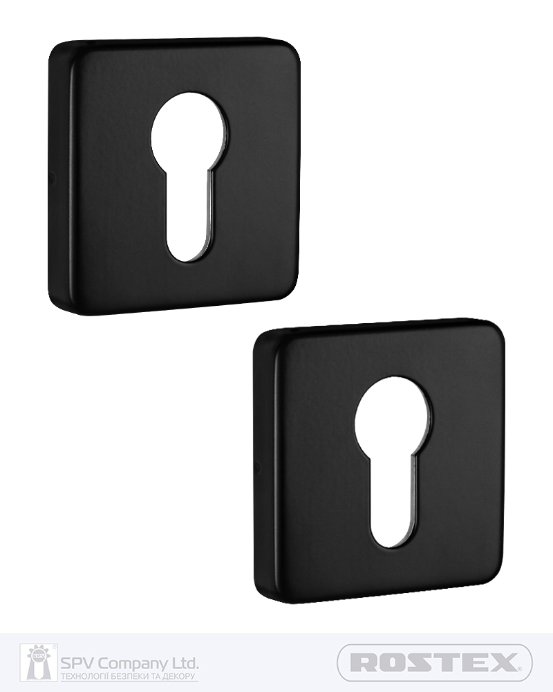 Фото Щиток ROSTEX DESIGN H53   PZ SQUARE   Фарба_чорна 38-52мм накладне   BLACK_MAT Комплект в інтернет-магазині lock.ua