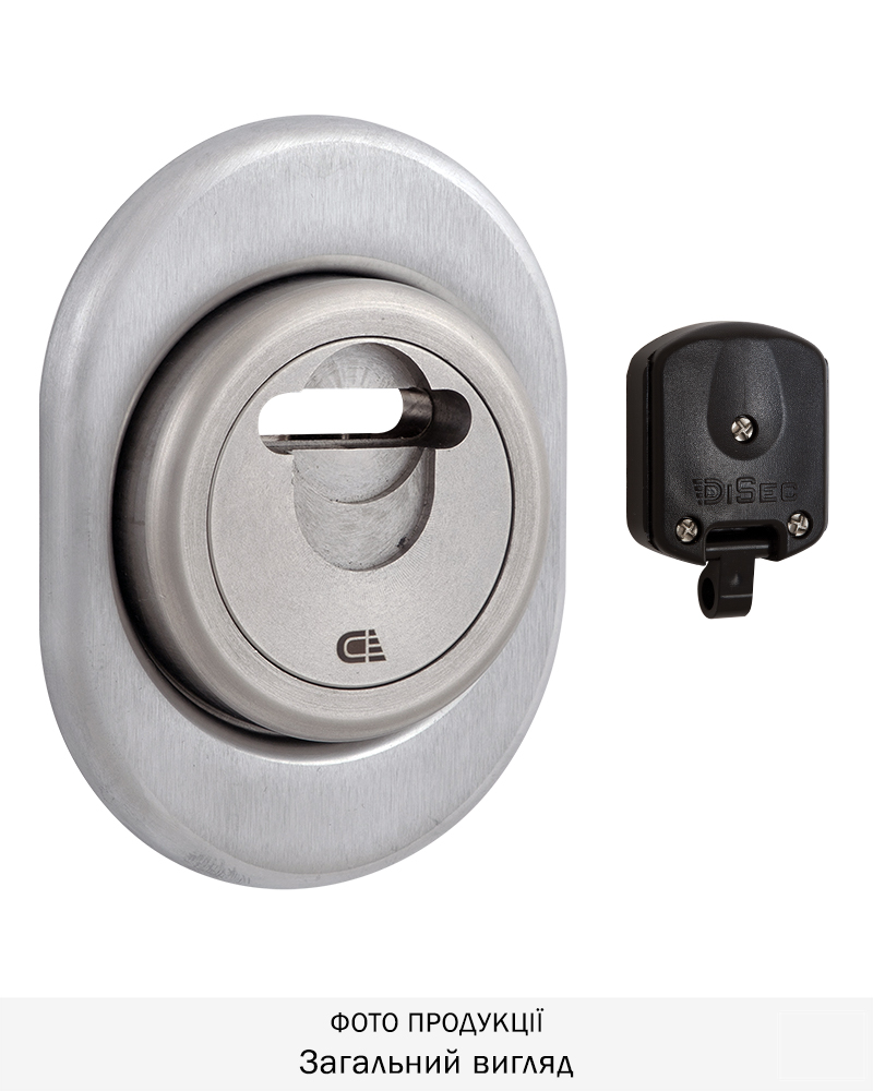 Фото Протектор DISEC MAGNETIC_3G   3GDM LEVER_KEY OVAL 15мм   Нерж.сталь_мат 3клас IT 3KEY KM0P3G Зовнішній в інтернет-магазині lock.ua