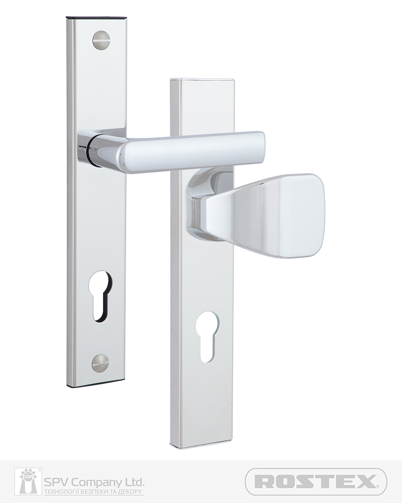 Фото Фурнітура захисна ROSTEX 802 R fix-mov PZ PLATE 90мм Хром_полірований   38-55мм 3клас Hranate/804 CR Комплект в інтернет-магазині lock.ua