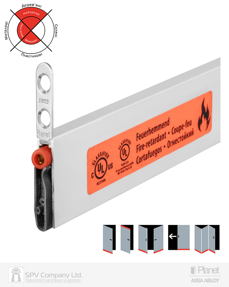 Фото   Ущільнювач активний PLANET US 8x30mm/20mm 48 db 960 мм профільні/металеві/дерев'яні FIRE   в інтернет-магазині lock.ua