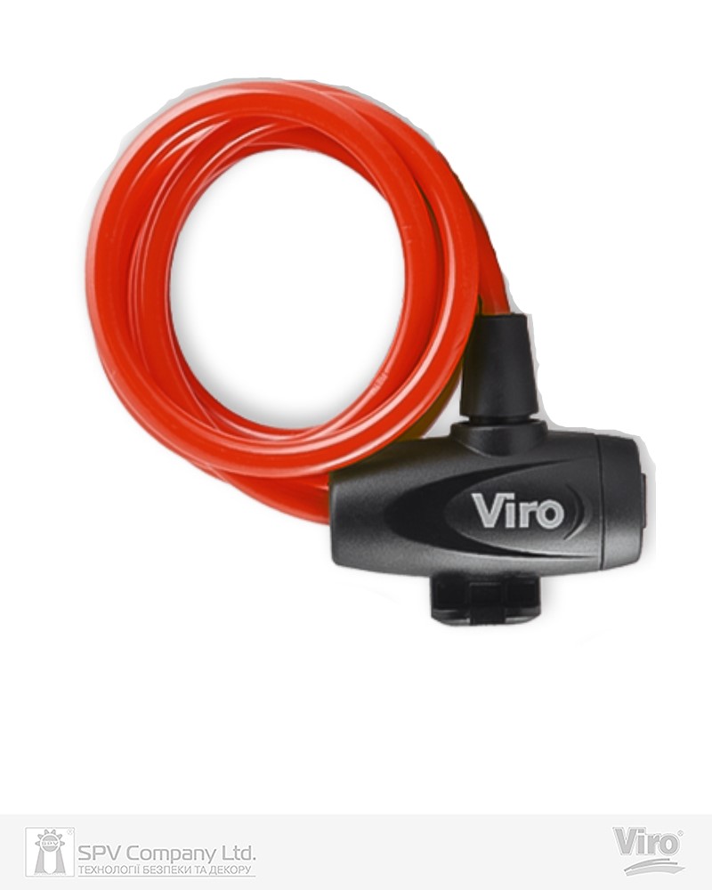 Фото Замок VIRO MOTO HAWAII RED з тросом 180 см   2KEY     в інтернет-магазині lock.ua