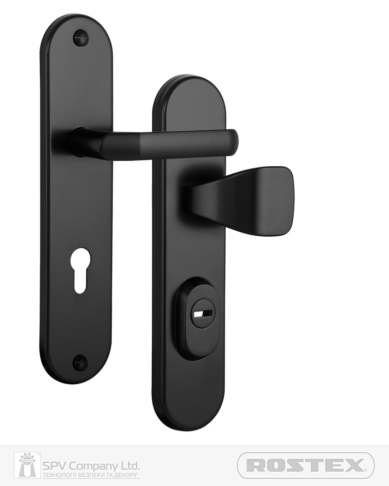 Фото Фурнітура захисна ROSTEX UNIVERSAL_PLUS R fix-mov DIN PLATE 85мм Фарба_чорна   38-55мм 3клас Baryt BLACK_MAT   в інтернет-магазині lock.ua