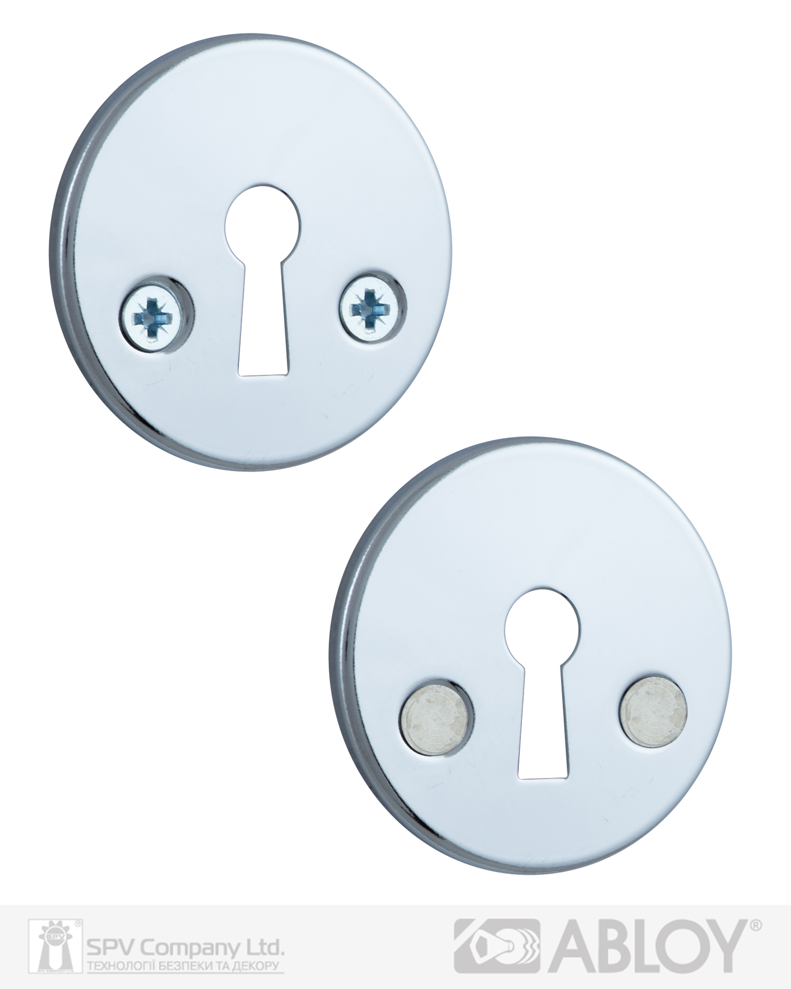 Фото Щиток ABLOY   LH001   A_FIN ROUND   Хром_полірований 40мм наскрізь   FE_CR Комплект в інтернет-магазині lock.ua