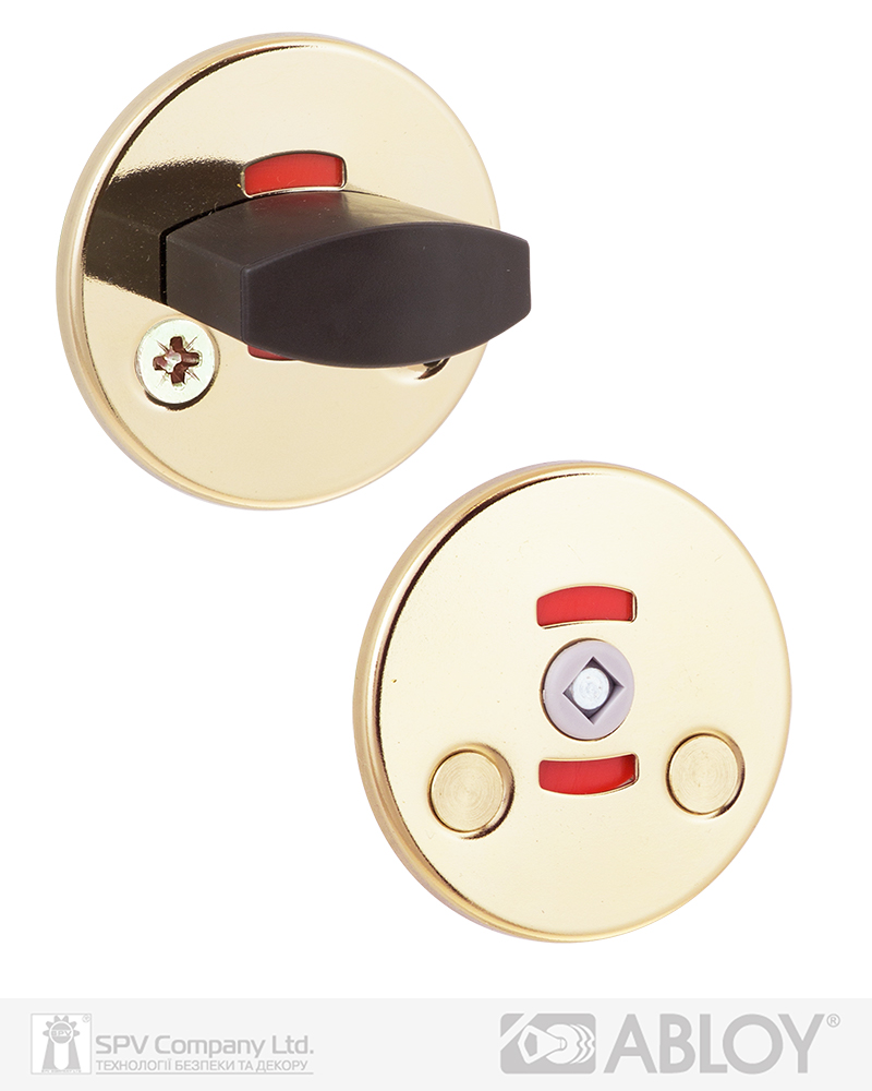Фото Щиток ABLOY   LH001   WC_FIN ROUND   Лак_золотистий 40мм наскрізь   FE_KULA Комплект, шток 5мм в інтернет-магазині lock.ua