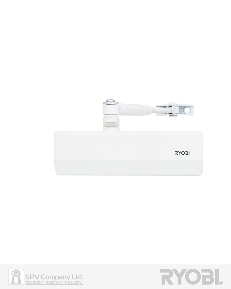 Фото Дотягувач накладний RYOBI 1500 D-1554 GLOSSY_WHITE   STD_ARM EN_2/3/4 до_80кг 1100мм   FIRE осьового типу верхнього монтажу   в інтернет-магазині lock.ua