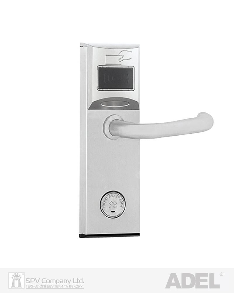 Фото Замок JWM F1-E-PP U-handle MIFARE ADEL   нерж.сталь матова   Euro-A BS68мм 22 мм SS LEFT 38-55 мм   в інтернет-магазині lock.ua
