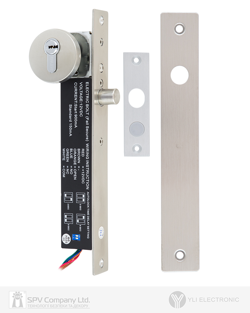 Фото Замок електроригельний YLI YB-600 12В НЗ 30 мм з циліндром YLI Е76Е_38х38Т_5KEY   в інтернет-магазині lock.ua