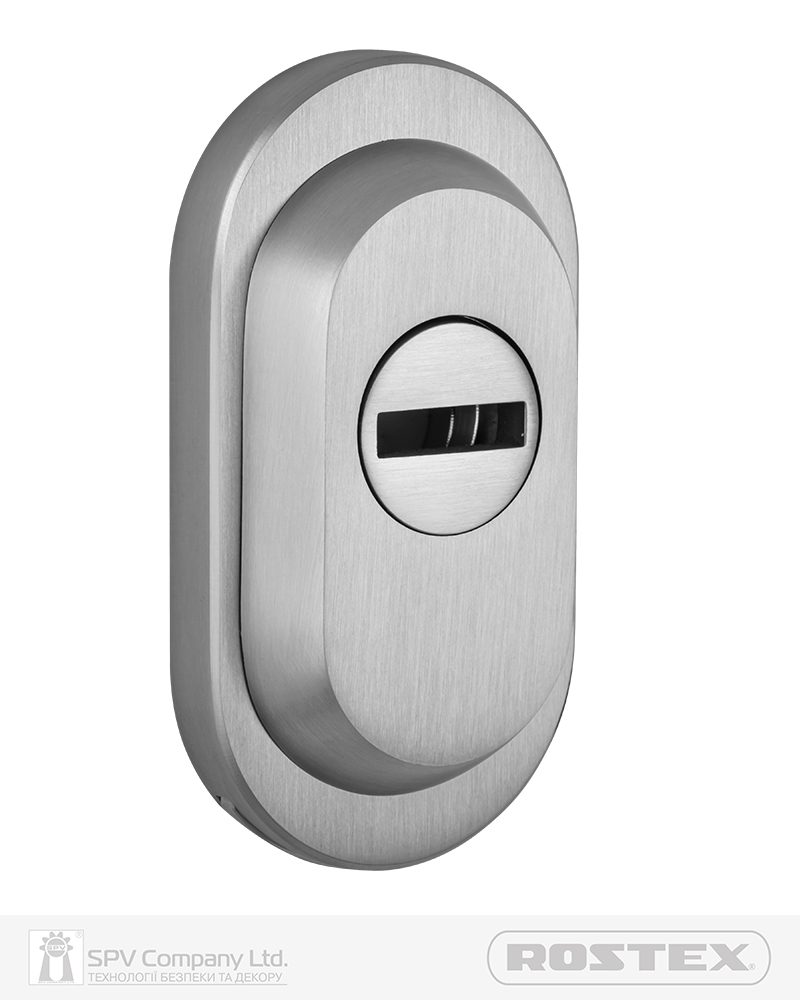 Фото Протектор ROSTEX     RS/O DIN_FOR_PROFILE_DOOR OVAL 16,5мм   Нерж.сталь_мат 3клас NEREZ_MAT     Комплект, зовнішній в інтернет-магазині lock.ua