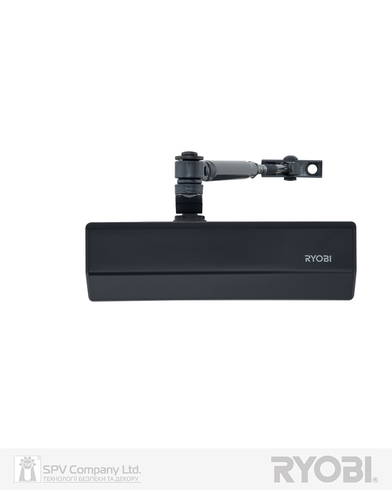Фото Дотягувач накладний RYOBI 1500 D-1554 ANTHRACITE   STD_ARM EN_2/3/4 до_80кг 1100мм   FIRE осьового типу верхнього монтажу   в інтернет-магазині lock.ua