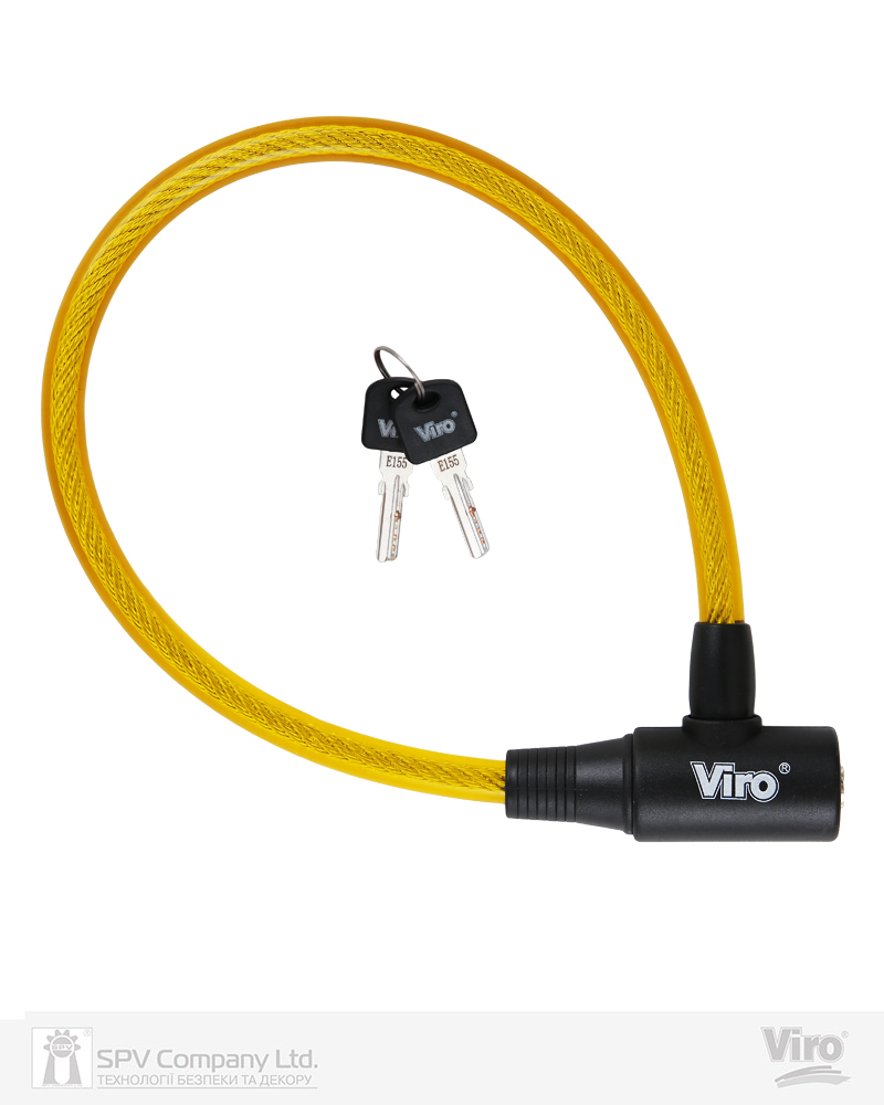 Фото Замок VIRO MOTO ELBA YELLOW з тросом 45 см   2KEY     в інтернет-магазині lock.ua
