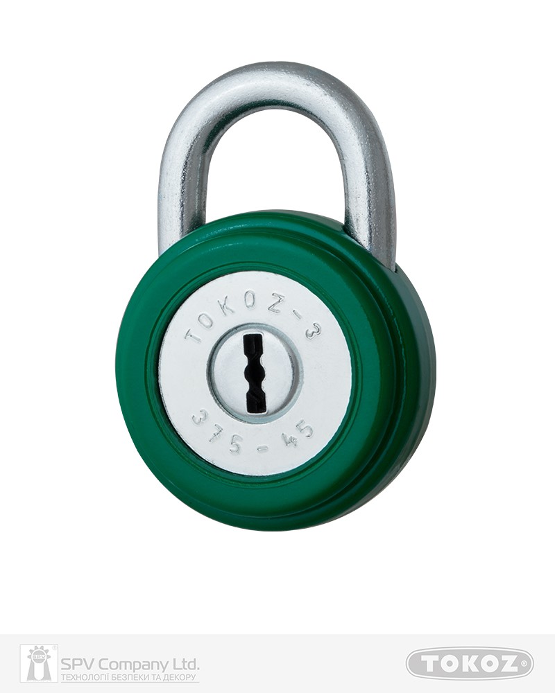 Фото Замок висячий TOKOZ 375/45       3KEY TK1_M NR_shackle 15мм 7мм PB зелений в інтернет-магазині lock.ua