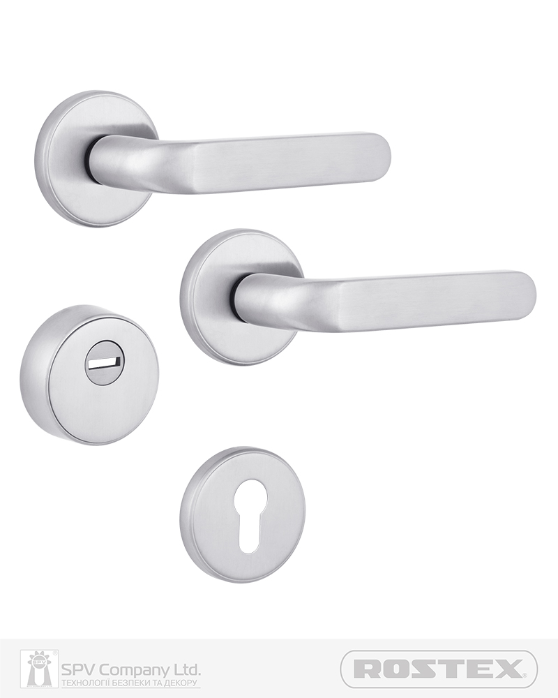 Фото Фурнітура захисна ROSTEX *ROTONDUM R/S mov-mov DIN ROUND   Нерж.сталь_мат 23мм 38-45мм 3клас Solid NEREZ_MAT Комплект в інтернет-магазині lock.ua