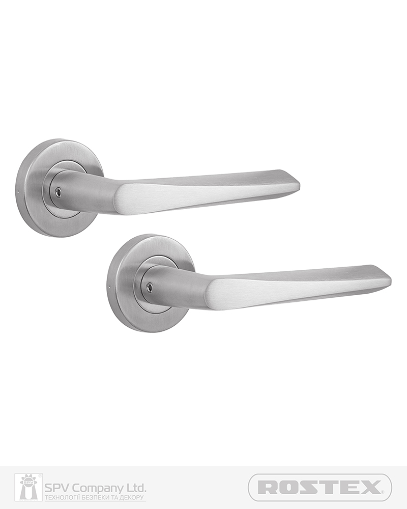 Фото Ручка дверна ROSTEX PARMA ES52 mov-mov   ROUND   Нерж.сталь_мат 38-55мм універсальне Parma NEREZ_MAT Комплект в інтернет-магазині lock.ua