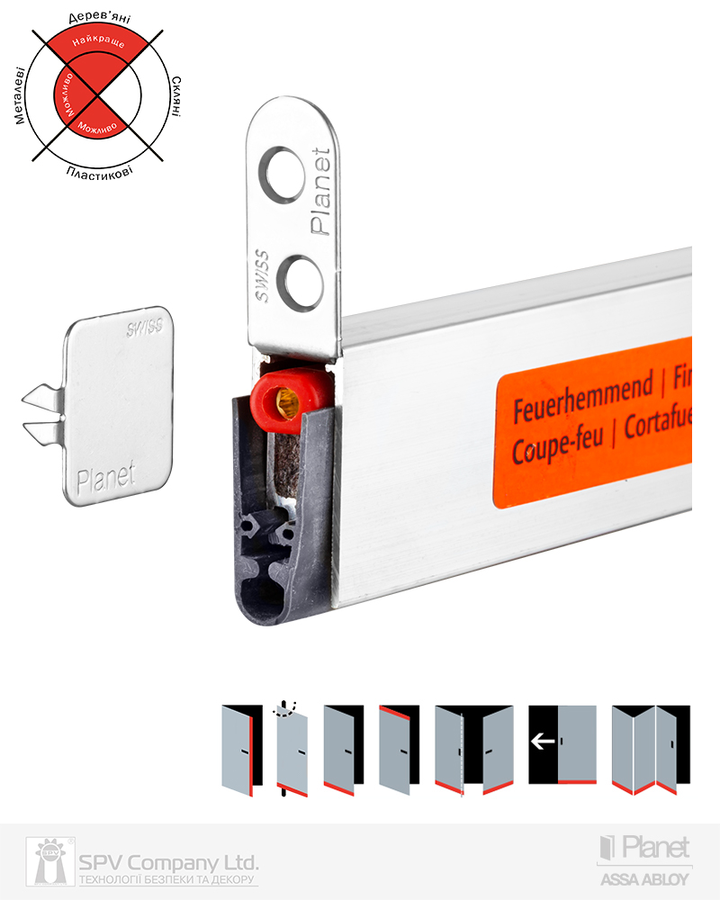 Фото Ущільнювач активний PLANET HS-plus 13x30mm/22mm 55 db 585 мм профільні/металеві/дерев'яні FIRE   в інтернет-магазині lock.ua