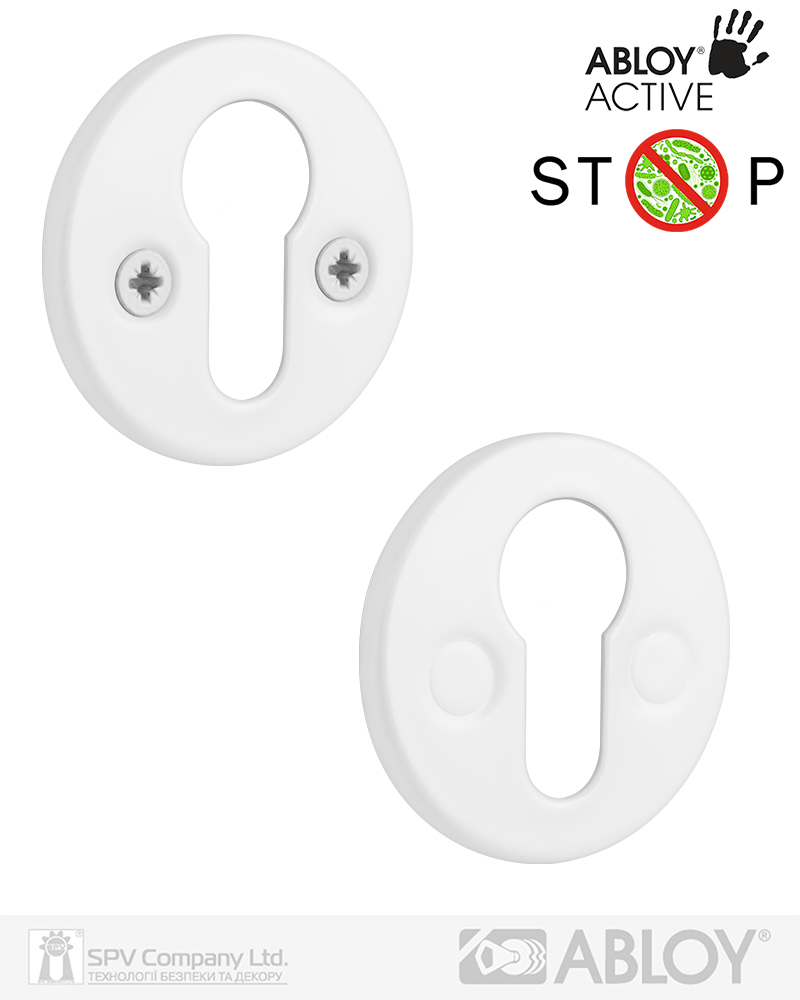 Фото Щиток ABLOY   LH001   PZ_FIN ROUND   Фарба_біла_ACTIVE 40мм наскрізь   FE_VAL Комплект в інтернет-магазині lock.ua