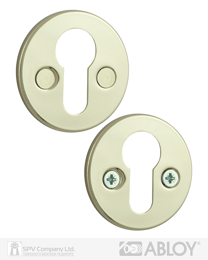 Фото Щиток ABLOY   LH001   PZ_FIN ROUND   Лак_золотистий 40мм наскрізь   FE_KULA Комплект в інтернет-магазині lock.ua