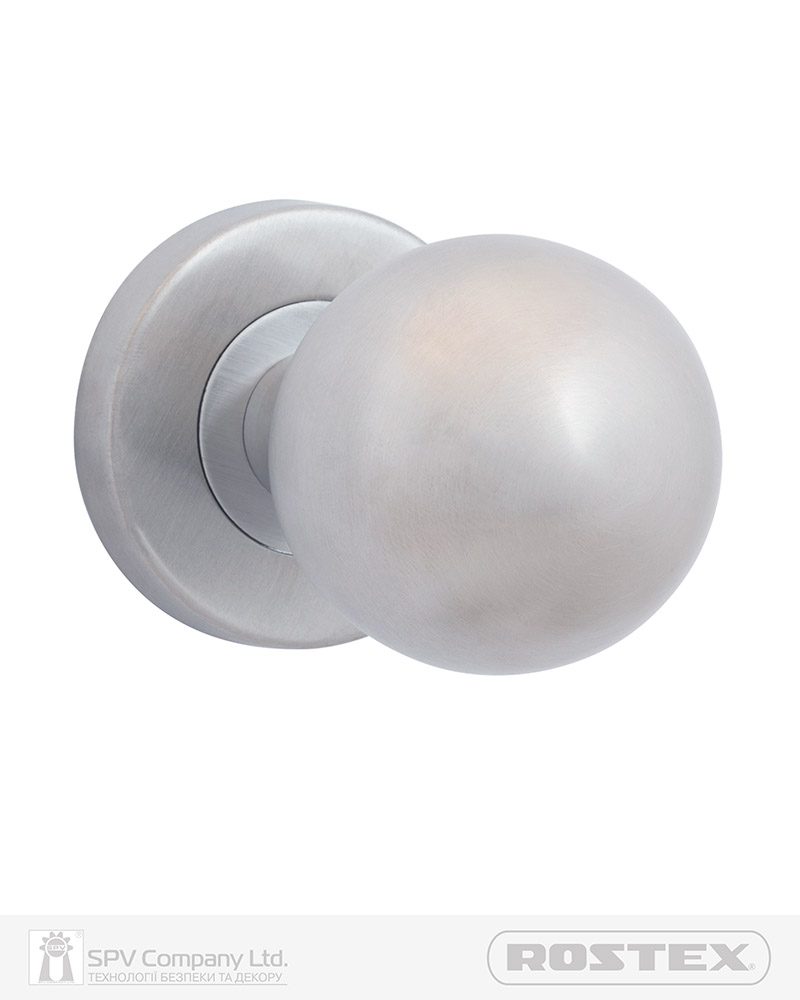 Фото Ручка дверна ROSTEX BOLL ES52 fix   ROUND   Нерж.сталь_мат 38-52мм наскрізь Boll NEREZ_MAT Половинка, шток 65мм в інтернет-магазині lock.ua