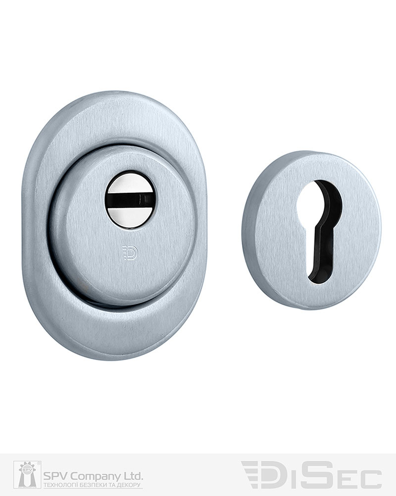 Фото Протектор DISEC   SFERIK BD+ DIN OVAL 25мм   Хром_мат 3клас T     Комплект, зовнішній OVAL+внутрішній ROUND в інтернет-магазині lock.ua