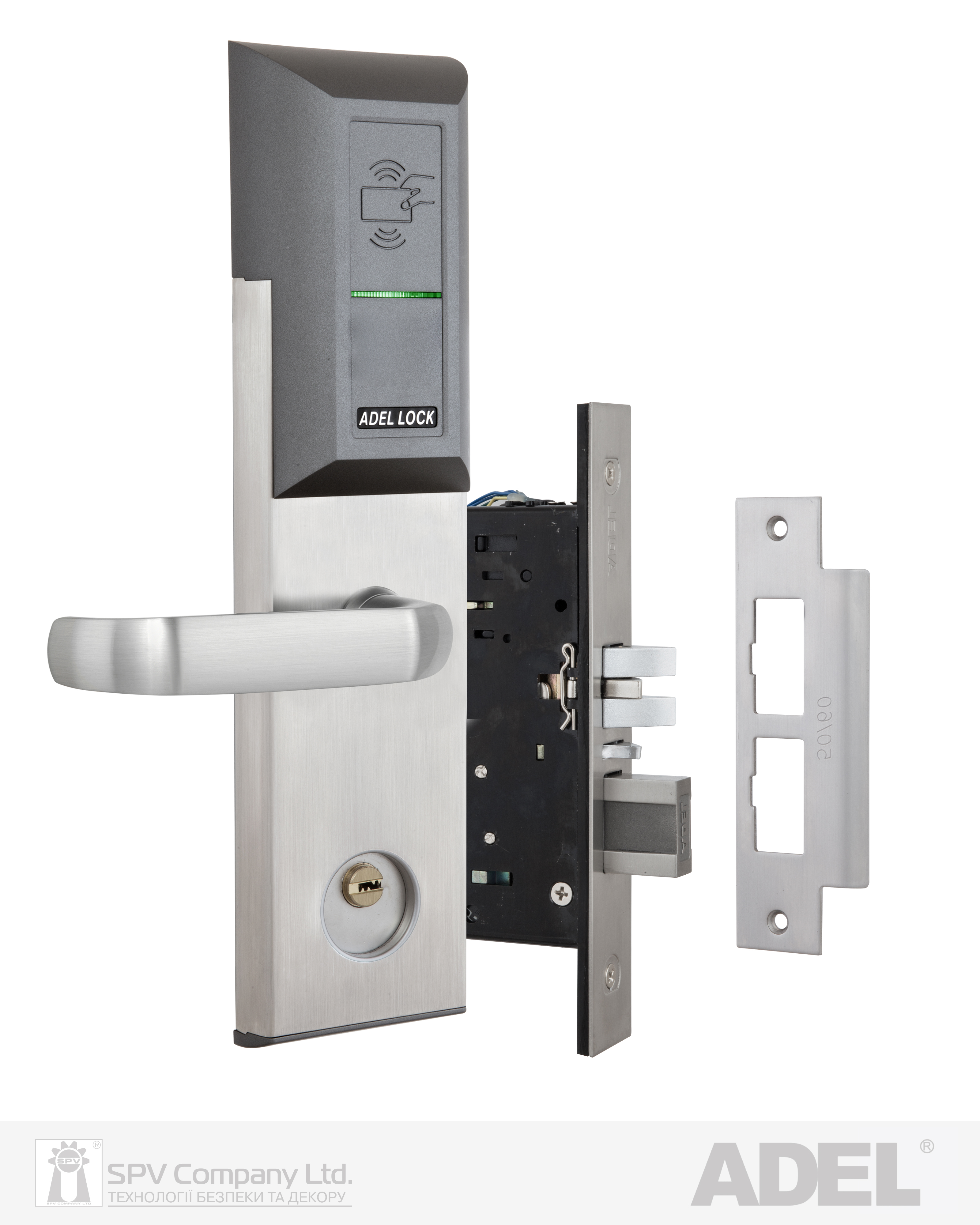 Фото Замок картковий автономний ADEL 747UMFB1103-PP MIFARE ADEL SS LEFT   38-55мм     в інтернет-магазині lock.ua