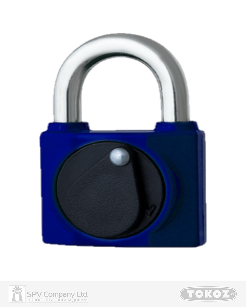 Фото Замок висячий TOKOZ 800/40L       2KEY TK2_M NR_shackle 23мм 7мм PB синій в інтернет-магазині lock.ua