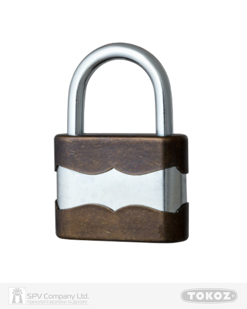 Фото Замок висячий TOKOZ DUPLO_45       2KEY TK3_M NR_shackle 25мм 5,6мм PB бронзовий в інтернет-магазині lock.ua