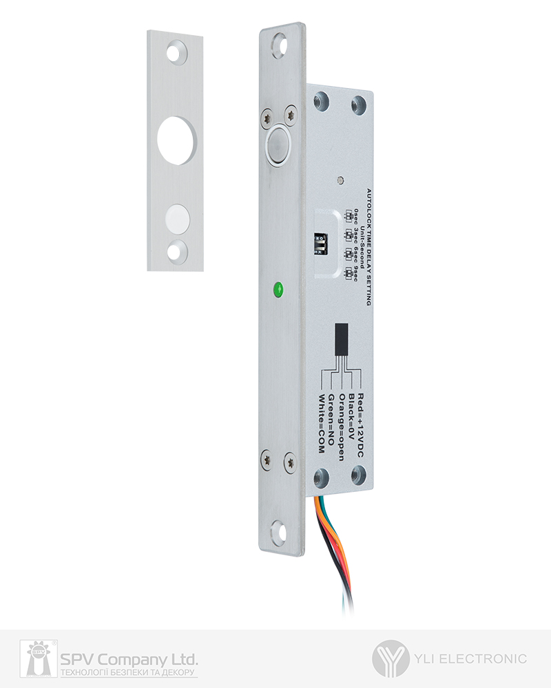 Фото Замок електроригельний YLI YB-500A(LED) 12В НВ 25 мм     в інтернет-магазині lock.ua