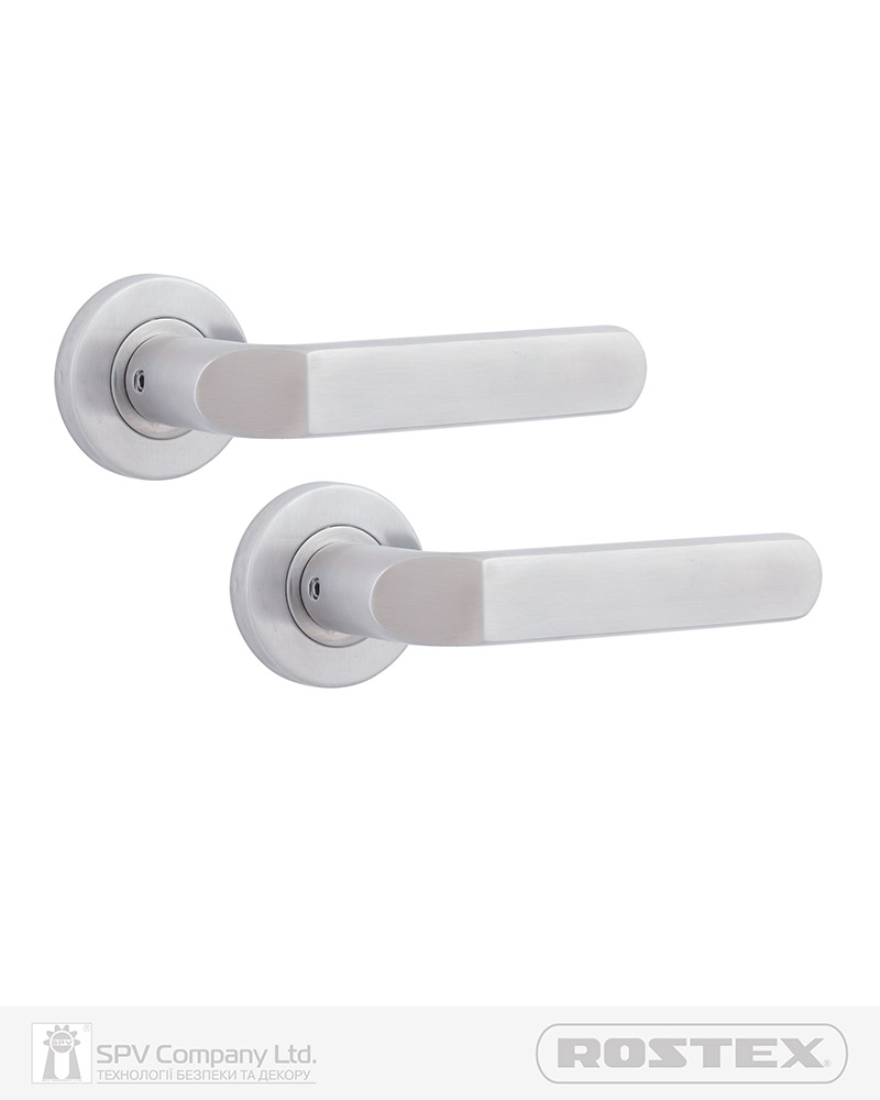 Фото Ручка дверна ROSTEX FERARA ES52 mov-mov   ROUND   Нерж.сталь_мат 38-52мм універсальне Ferara NEREZ_MAT Комплект в інтернет-магазині lock.ua
