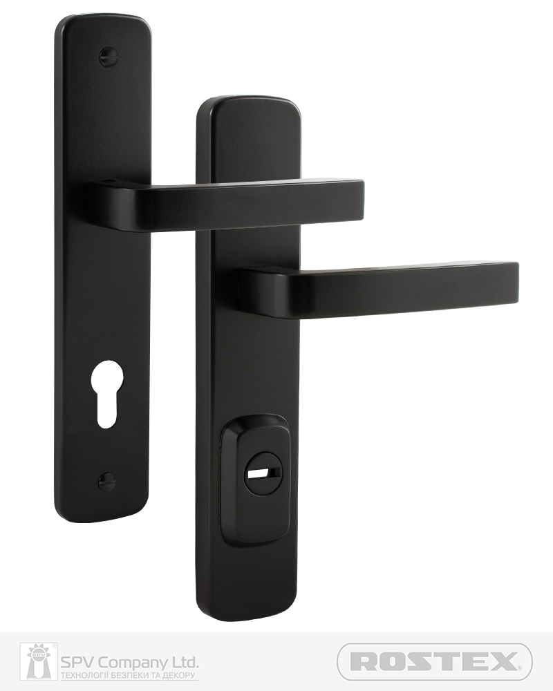 Фото Фурнітура захисна ROSTEX *ASTRA R mov-mov DIN PLATE 90мм Фарба_чорна 22мм 38-55мм 3клас Astra BLACK_MAT Комплект в інтернет-магазині lock.ua