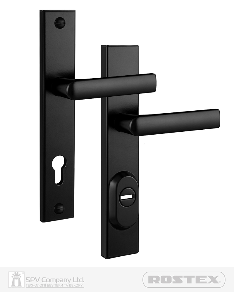 Фото Фурнітура захисна ROSTEX R1/R4 R mov-mov DIN PLATE 90мм Фарба_чорна 22мм 71-85мм 3клас 804 BLACK_MAT Комплект в інтернет-магазині lock.ua