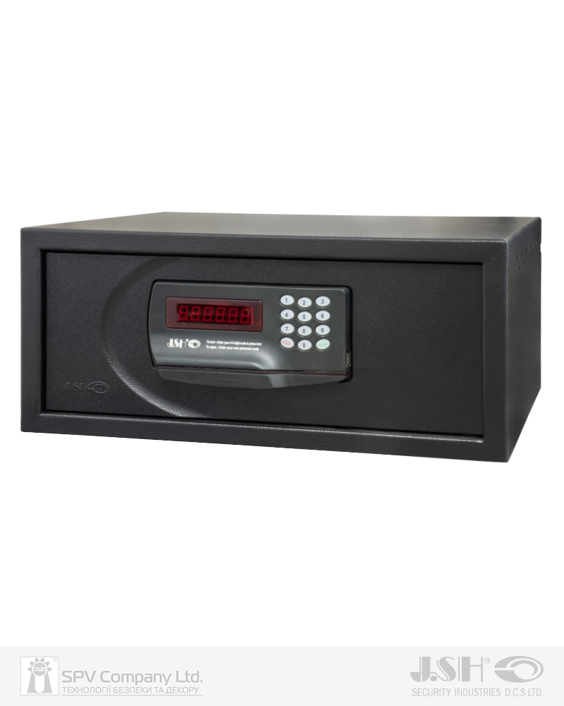 Фото Сейф готельний JSH S 804 D  код   чорний   210х485х380 мм, інтегрована розетка 220В та блок живлення 9В в інтернет-магазині lock.ua