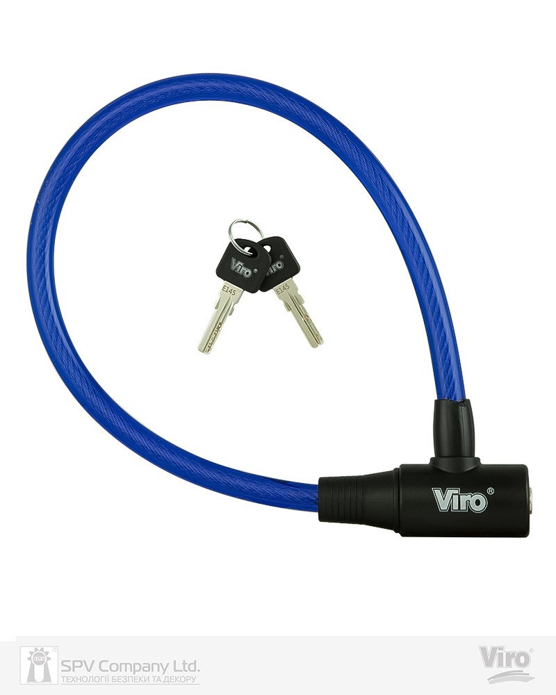 Фото Замок VIRO MOTO ELBA BLUE з тросом 45 см   2KEY     в інтернет-магазині lock.ua