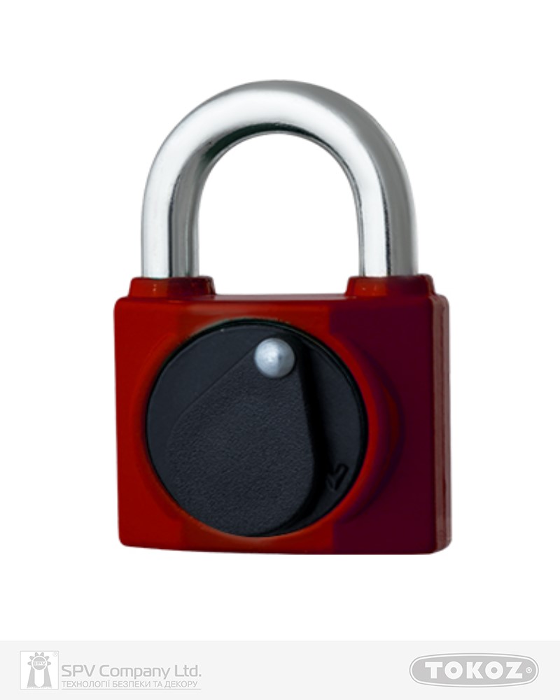 Фото Замок висячий TOKOZ 800/40L       2KEY TK2_M NR_shackle 23мм 7мм PB червоний в інтернет-магазині lock.ua