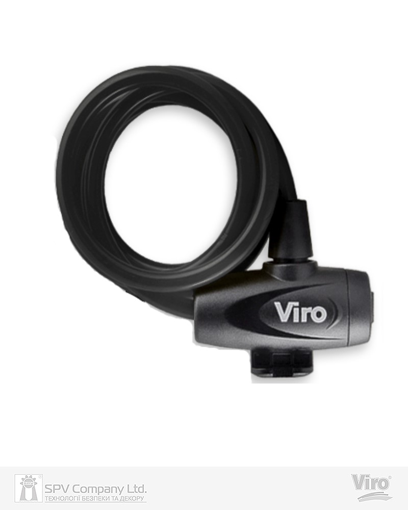 Фото Замок VIRO MOTO HAWAII BLACK з тросом 180 см   2KEY     в інтернет-магазині lock.ua