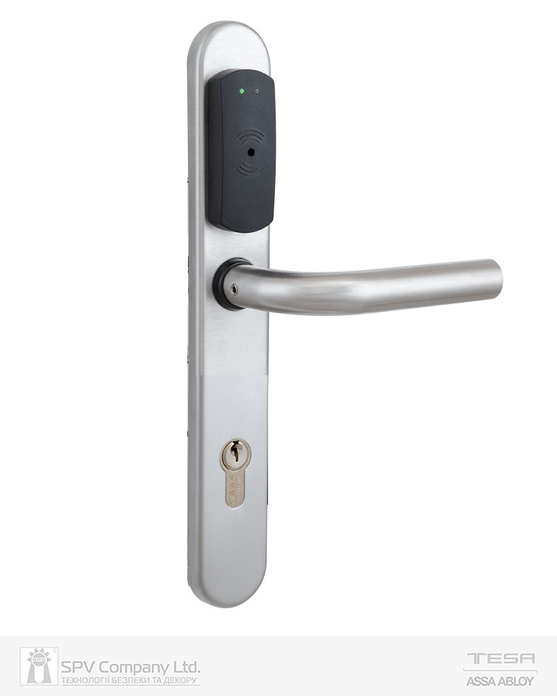 Фото Замок картковий автономний TESA SPY SMARTAIR MIFARE_13.56Mhz  SS UNIV 92мм 30-80мм VECTOR  без 2UB0 з отвором під циліндр ззовні EXT в інтернет-магазині lock.ua