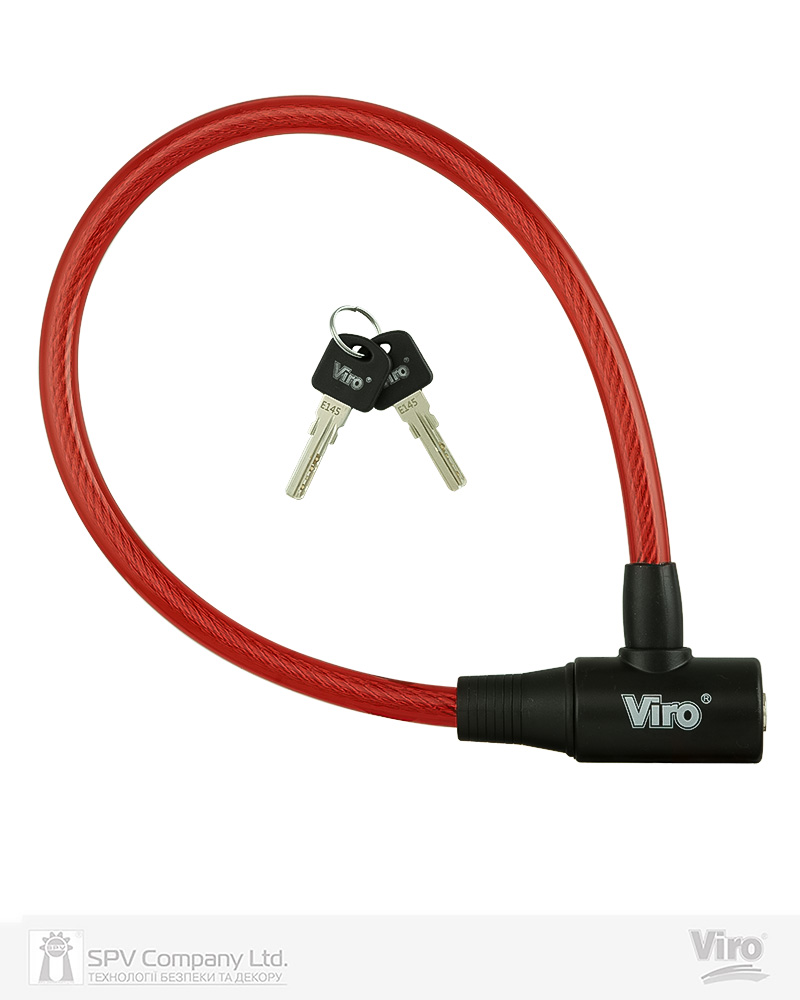 Фото Замок VIRO MOTO ELBA RED з тросом 45 см   2KEY     в інтернет-магазині lock.ua