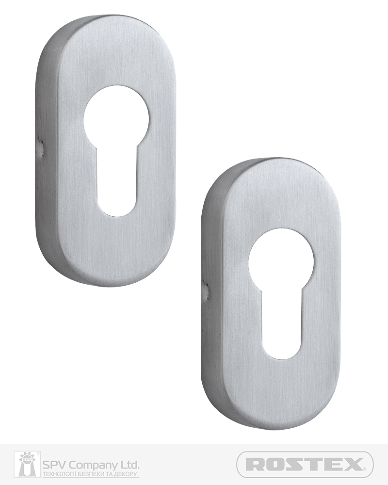 Фото Щиток ROSTEX   S32   PZ OVAL   Нерж.сталь_мат   накладне   NEREZ_MAT Комплект в інтернет-магазині lock.ua