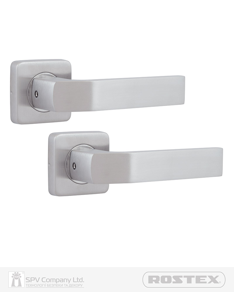 Фото Ручка дверна ROSTEX TREVISO H50 mov-mov   SQUARE   Нерж.сталь_мат 38-52мм універсальне Treviso NEREZ_MAT Комплект в інтернет-магазині lock.ua